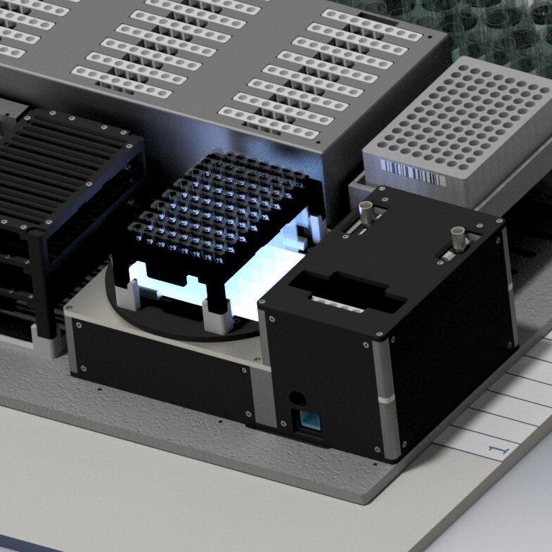 cube turntable module for automated processing